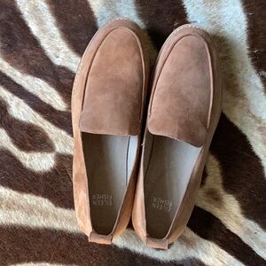 Eileen Fisher Tobacco Tan Suede Platform Loafers